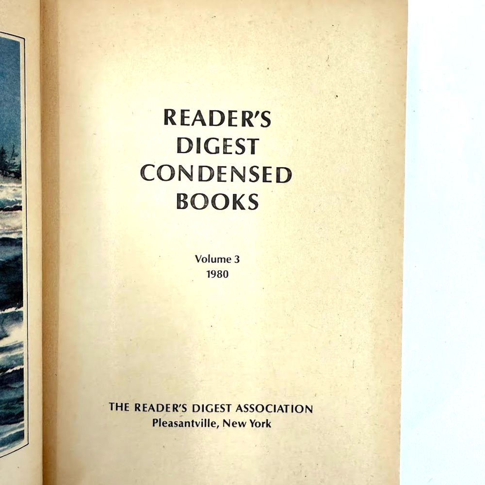 Vintage 1980 Reader's Digest Condensed Books Volume 3 hardcover edition.